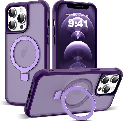 Vista 186 de SKYLMW - Funda compatible con iPhone 11 de 6.1 pulgadas, con soporte magnético invisible tipo anillo, funda translúcida de grado militar, compatible