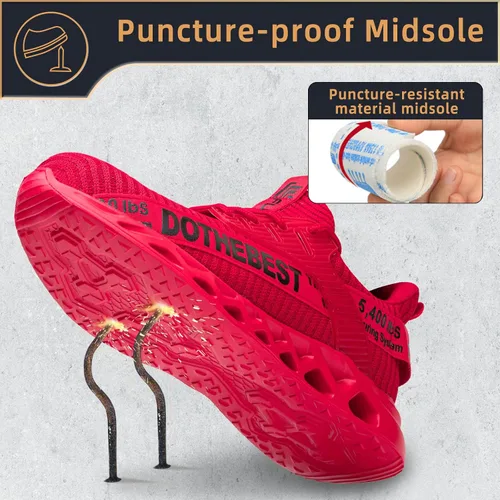 Vista 69 de Furuian - Tenis con punta de acero para hombres y mujeres, zapatos de seguridad ligeros, cómodos, a prueba de pinchazos, zapatos de trabajo