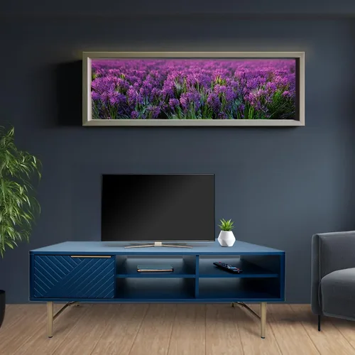 Vista 8 de Mesa de centro moderna con almacenamiento, acabado mate azul oscuro con patas doradas, mesa de centro cuadrada para sala de estar y granja