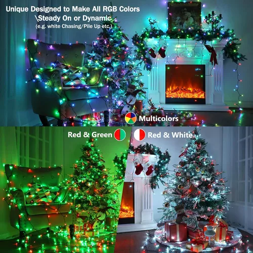 Vista 3 de ODEETRONIC - Guirnalda de luces USB para Halloween, 33 pies, 100 LED RGB remoto multicolor 40+ Colors; 490+ Lighting modes; 4/6/8H timer
