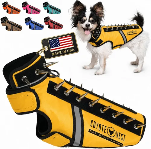 Vista 38 de CoyoteVest SpikeVest - Chaleco de arnés para perro, accesorios reflectantes para perros con picos para proteger a tu mascota de ataques de Raptor