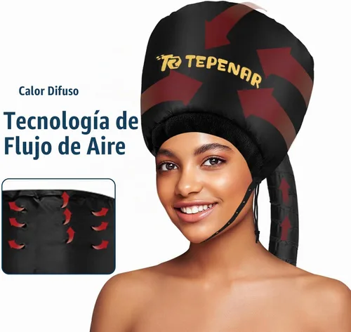 Vista 3 de TEPENAR Gorro de secador de pelo – Gorra con capucha ajustable extra grande extra grande para un peinado y cuidado rápidos