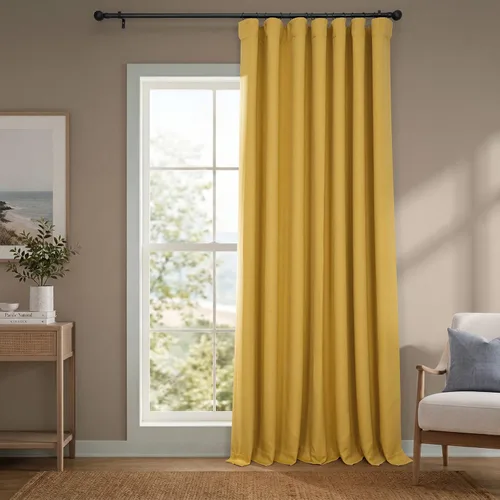 Vista 18 de HPD Half Price Drapes - Cortinas de lino sintético para sala de estar (2 paneles) - 100 pulgadas de ancho x 84 pulgadas de largo - Cortinas