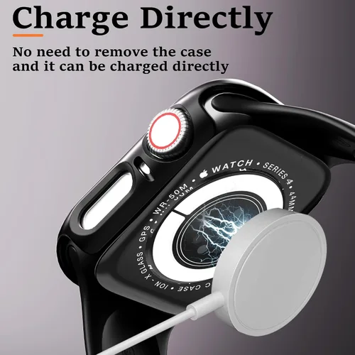 Vista 5 de [Paquete de 16] Funda rígida de policarbonato con protector de pantalla compatible con Apple Watch Series 4/5/6/SE de 1.575 pulgadas, borde