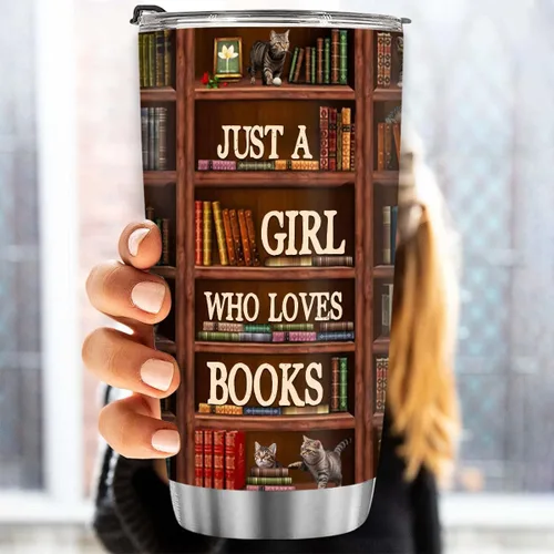 Vista 20 de T40413 - Taza personalizada para amantes de los libros, taza de café con texto en inglés "Just A Girl Loves Book", regalo para mujeres y niñas