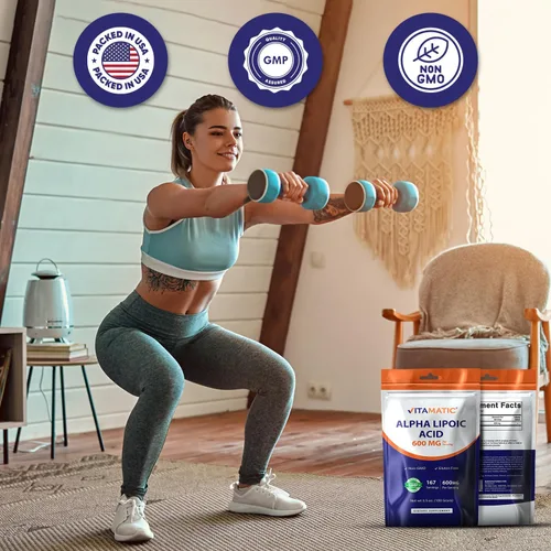 Vista 7 de Vitamatic Ácido alfa lipoico puro (ALA) 600 mg por porción, 167 porciones, sin OMG y sin gluten