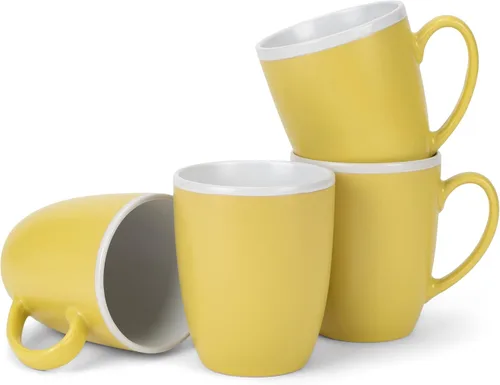 Vista 7 de Elanze Designs Juego de 4 tazas de cerámica mate de 16 onzas con interior blanco y negro