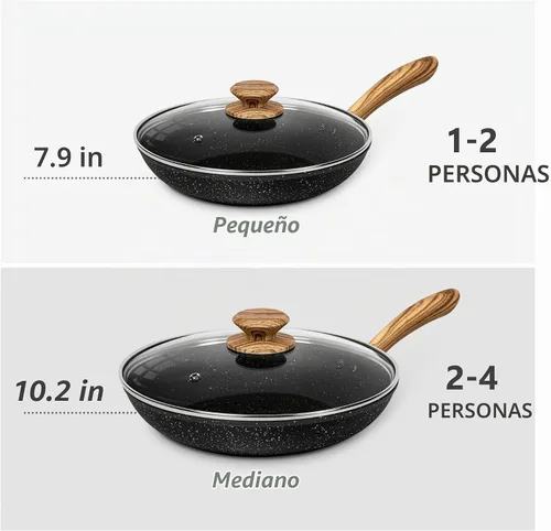 Vista 8 de MICHELANGELO Sartén antiadherente con tapa, sartenes antiadherentes de 8 pulgadas con revestimiento saludable, sartén pequeña con mango que se