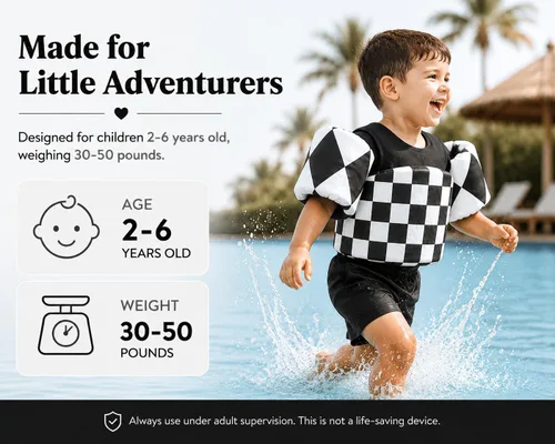 Vista 3 de KIDSco Swim Vest for Kids 30-50 lbs. A Puddle Jumper Swimming Float Aid with Shoulder Straps and Arm Water Wings. for Boys and Girls Aged 2-6