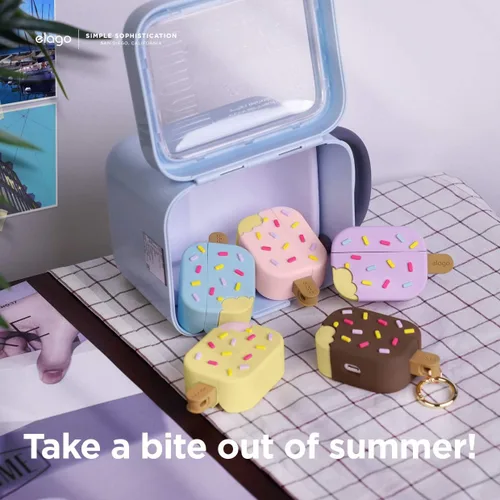 Vista 2 de elago - Funda con llavero para audífonos AirPods Pro de Apple en forma de helado.