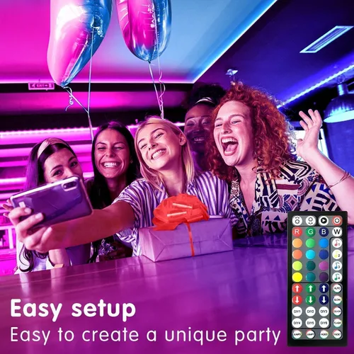 Vista 2 de Tenmiro - Tira de luces LED de 50 pies, tira de luces LED inteligente con sincronización de música, cambio de color, control de aplicación y control