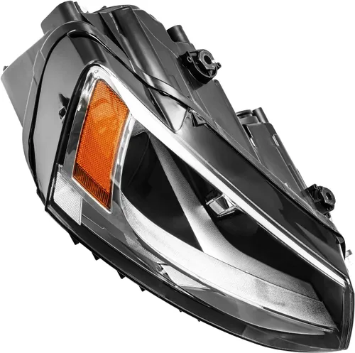 Vista 5 de Conjunto de faro delantero, carcasa cromada, reflector ámbar compatible con Jetta 2011-2018, paquete de 1 (lado derecho del pasajero)