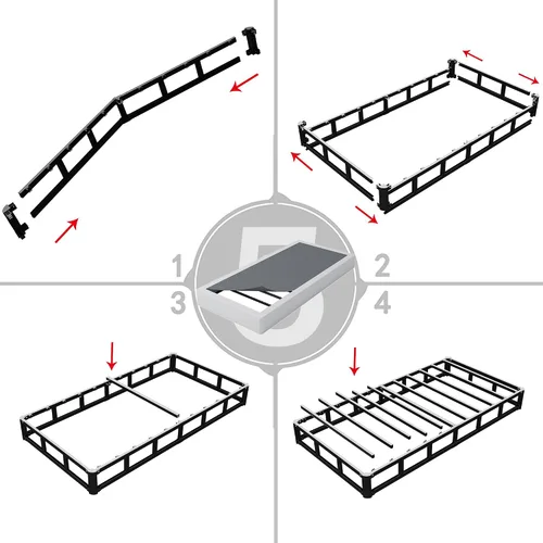 Vista 6 de XINXINYAN Twin con resorte de 3 pulgadas de perfil bajo, fuerte capacidad de carga Base de colchón de metal resistente con cubierta de tela