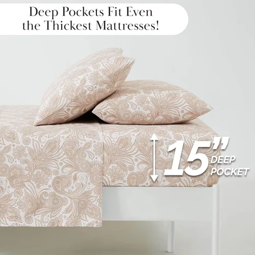 Vista 44 de Southshore Fine Living, Inc. Colección Winter Brush, juego de sábanas de 3 piezas para cama individual, sábana bajera con bolsillo profundo de 14