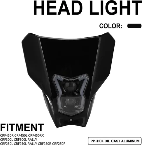 Vista 8 de Faro delantero de motocicleta universal para CRF450R CRF450L CRF450RX CRF250L CRF250L RALLY CRF300L CRF300L RALLY CRF250R CRF250F negro