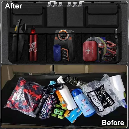 Vista 6 de Snuopfy Organizador y almacenamiento para maletero de automóvil, organizador colgante para asiento trasero para SUV, camión, MPV, camioneta, bolsa 7