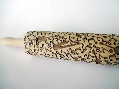 Vista 4 de INSTRUMENTOS MUSICALES EMBOSSING ROLLING PIN CON NOTAS E INSTRUMENTOS MUSICALES GRABADO LÁSER PARA GALLETAS REGALO PARA MÚSICO