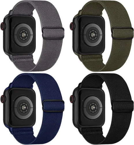 Vista 39 de 4 Pack Stretchy Solo Loop Compatible with Apple Watch Bands Women Men