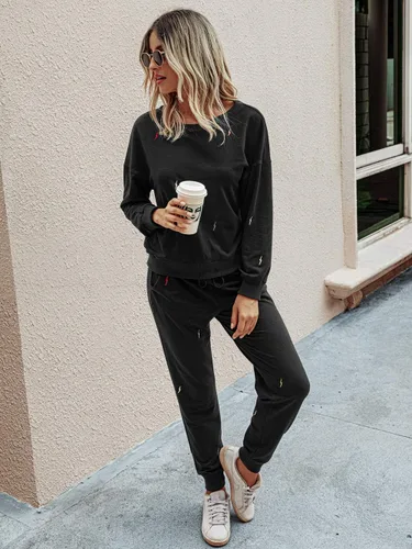 Vista 84 de Prettygarden - Conjunto de pijama de dos piezas para mujer, diseño de teñido anudado, sudadera informal de manga larga con pantalones largos, ropa