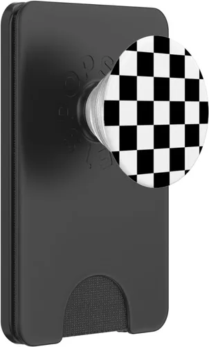 Vista 7 de Patrón tradicional de cuadros en blanco y negro – PopSockets agarre y soporte para teléfonos y tabletas, Negro