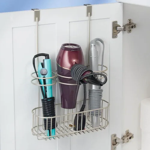 Vista 2 de mDesign - Cesta de almacenamiento para secadora de pelo, planchas planas, rizadores, alisadores de pelo, 3 secciones