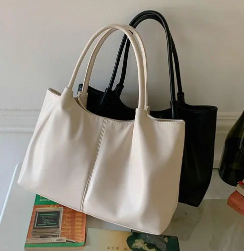 Vista 7 de Bolso de mano para mujer, bolso de hombro, bolso de mano de poliuretano suave, bolso de hombro grande a la moda, bolso de mano con asa superior