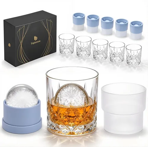 Vista 7 de Vasos de whisky – Juego de 24 vasos elegantes y transparentes para whisky, escocés y bourbon – Cristalería de bar Juego de 24 vasos de roca