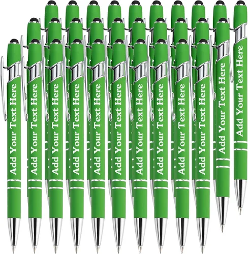 Vista 19 de Bolígrafos personalizados a granel grabados personalizados con punta de lápiz capacitivo, bolígrafos personalizados de tinta negra, regalos