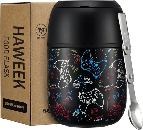 Vista 23 de Termo de sopa para comida caliente para niños, tarro de comida aislado de 16 onzas, contenedor térmico a prueba de fugas para niños, lonchera