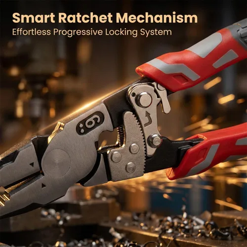 Vista 3 de Locking Pliers 9" Ratcheting Grip for Electrical & Garage Work，1-PC