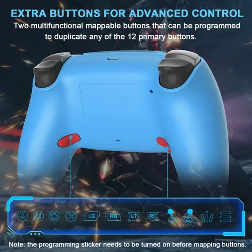 Vista 5 de TOPAD Ymir Wireless Remote for PS4 Controller,Blue Gamepad Control for Playstation 4 Controller, Upgraded Elite Pa4 Controllers with Vibration