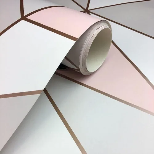 Vista 3 de Fine Decor Wallcoverings FD41993 UK Apex Geo - Papel pintado de pared lateral, oro rosa, rollo completo, 33.0 ft* 20.5 in