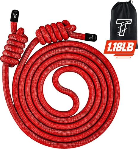 Vista 6 de Flow Rope Exercise Jump Rope For Fitness, Working Out, Flow with 9 Ft Adjustable Double Woven Workout Rope For Men, Women, Beginners' Training