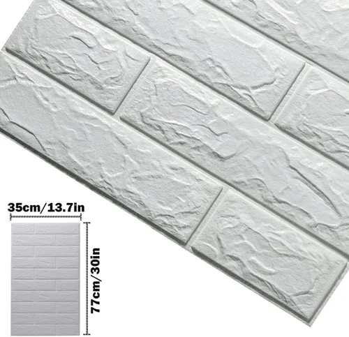 Vista 2 de ECYC Ltd Paneles de pared de espuma de ladrillo 3D de 13.78 x 30.31 x 0.18 pulgadas, paneles de papel tapiz de espuma autoadhesivos, calcomanías