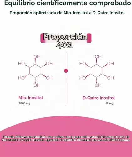 Vista 4 de Brillo interior Myo D-Chiro Inositol 40:1 Equilibrio hormonal de las mujeres 120 cápsulas