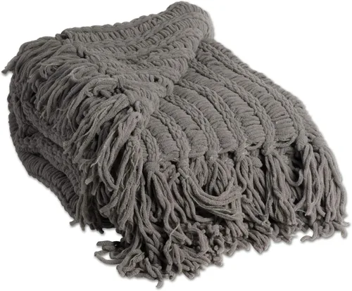 Vista 5 de Manta de felpilla chenille de lujo con borlas, por J & M Home Fashions