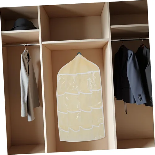 Vista 7 de UPKOCH Organizador de bolsa de almacenamiento colgante para puerta, organizador de bolsillo de pared beige para ropa interior, calcetines, joyas