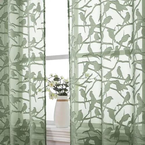 Vista 35 de OVZME Anji Clip Voile Sheer Tiers RD 2X30X36 Negro