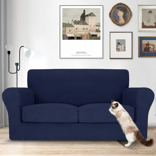 Vista 43 de MAXIJIN 2 piezas de fundas para silla con brazos, funda para silla de sofá para sala de estar, funda elástica para perros para una silla con 1 cojín