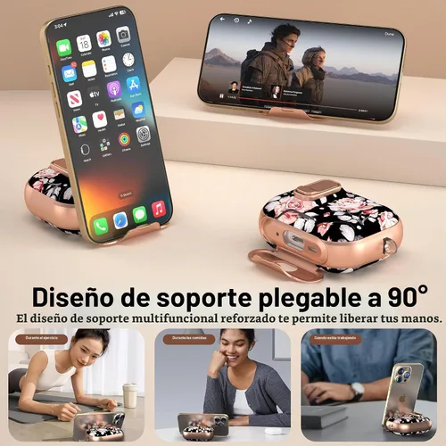 Vista 4 de Funda para Apple AirPods Pro 3 2025 con bloqueo de seguridad y soporte para negro - p
