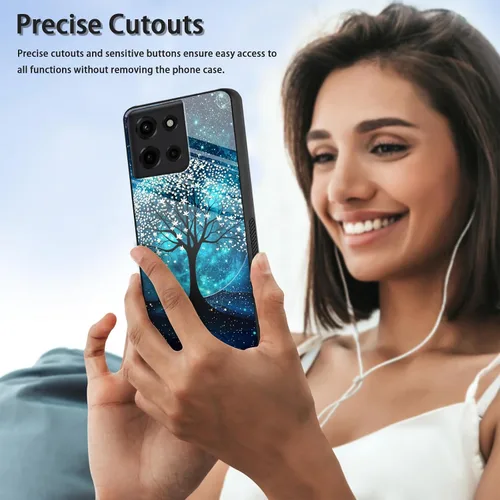 Vista 346 de Funda para Motorola Moto Edge 2022, cubierta trasera de vidrio templado con protector de pantalla, funda protectora a prueba de golpes para Motorola