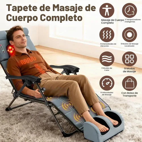 Vista 2 de KOCASO - Alfombrilla de masaje de cuerpo completo de franela multifuncional para silla de masaje Gris