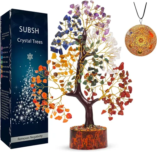 Vista 12 de Árbol de la vida de cristal amatista de 10-12 pulgadas con 2 colgantes de chakra – Bonsái de cristal sanador, árbol del dinero para energía