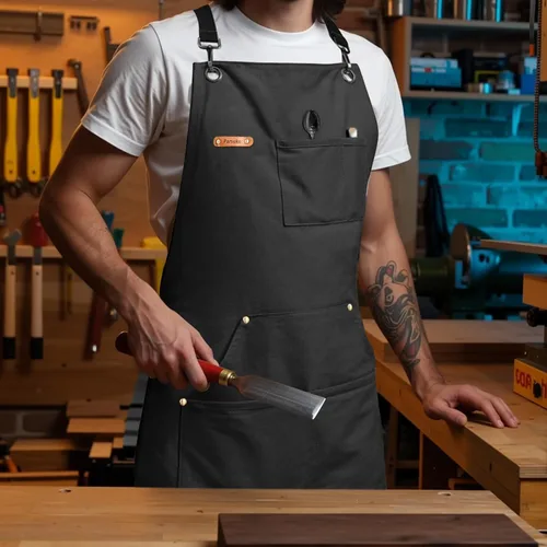 Vista 6 de Professional Work Chef Apron for Men Women, Duty Water-Resistant Cotton Canvas, Durable Adjustable, Cooking BBQ