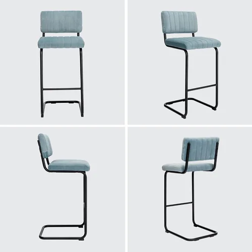 Vista 6 de ONEVOG Taburetes modernos de altura de mostrador con respaldo de terciopelo, juego de 2 taburetes de bar con patas de metal sólido de 24 pulgadas