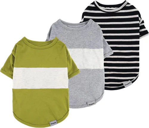 Vista 10 de Fitwarm Paquete de 3 camisas para perro de color liso, ropa clásica de verano para perros pequeños, niños y niñas, traje ligero para mascotas, azul