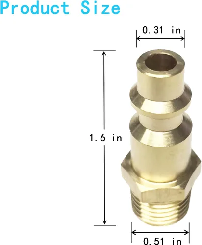 Vista 4 de Accesorios de manguera de aire de 1/4", tapones de aire de latón, accesorios de conexión rápida para compresor de aire macho NPT, kit de 10 piezas