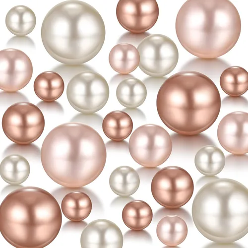 Vista 12 de Jadive 200 piezas de cuentas de perlas para relleno de jarrón y centros de mesa, cuentas de maquillaje de perlas sin agujeros para boda, fiesta