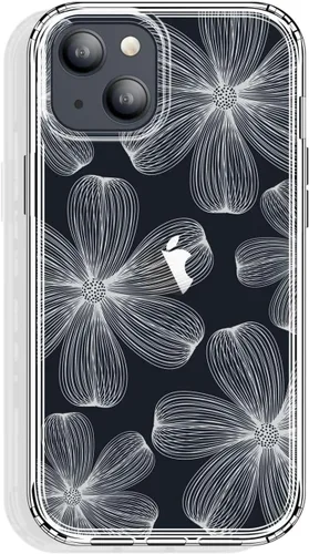 Vista 30 de GYZYA Funda transparente para iPhone 14 y iPhone 13 de 6.1 pulgadas con diseño de patrón, funda protectora delgada de TPU + parachoques a prueba