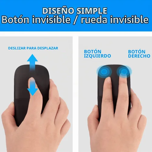 Vista 3 de Ratón plegable inalámbrico Ratones táctiles plegables (2.4G inalámbrico con receptor USB), negro